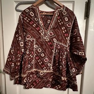 Isabel Marant medium size burgundy and white pattern blouse